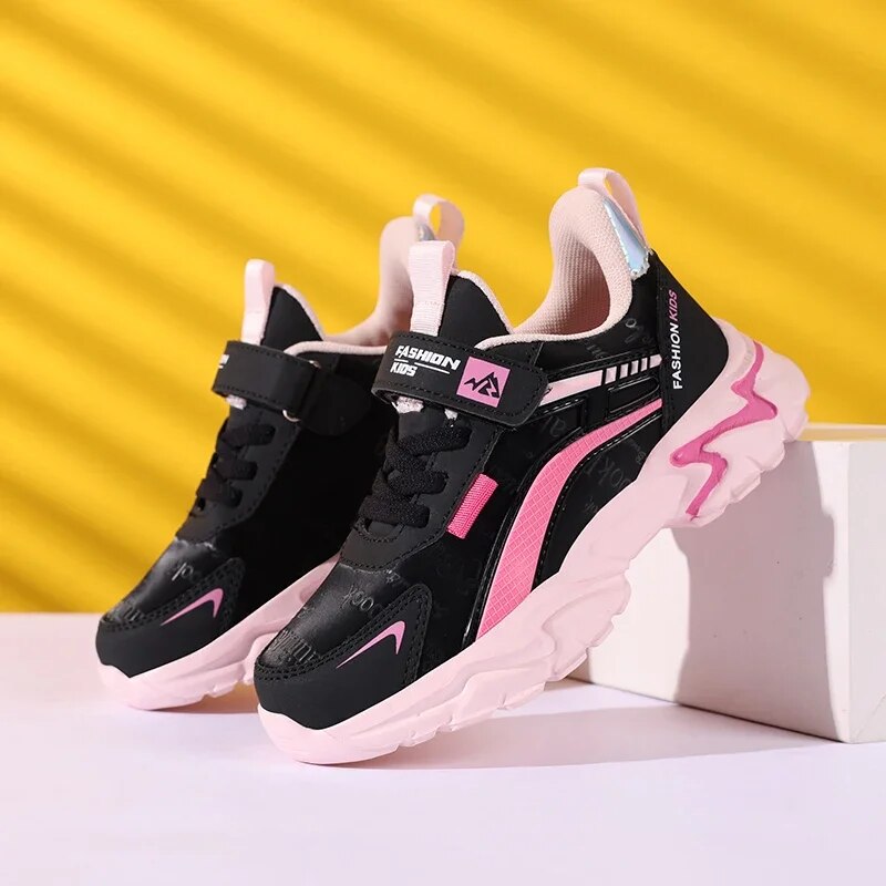 Children Sneakers Girls Sports Shoes Fashion PU Leather Kids Shoes Lightweight Cute Pink Casual Running Tennis Sneakers for Boys