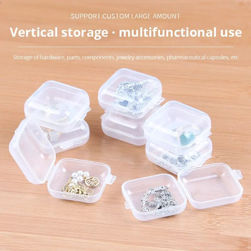 40pcs/set Mini Clear Plastic Storage Box Jewelry Storage Case Transparent Storage Organizer Multifunctional Portable Storage