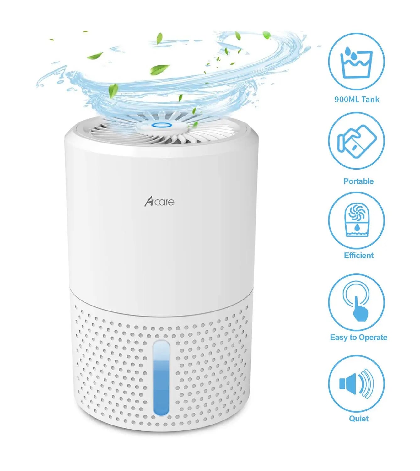 Acare Dehumidifier Moisture Absorbers Air Dryer with 900ml Water Tank Quiet Air Dehumidifier for Home Basement Bathroom Wardrobe