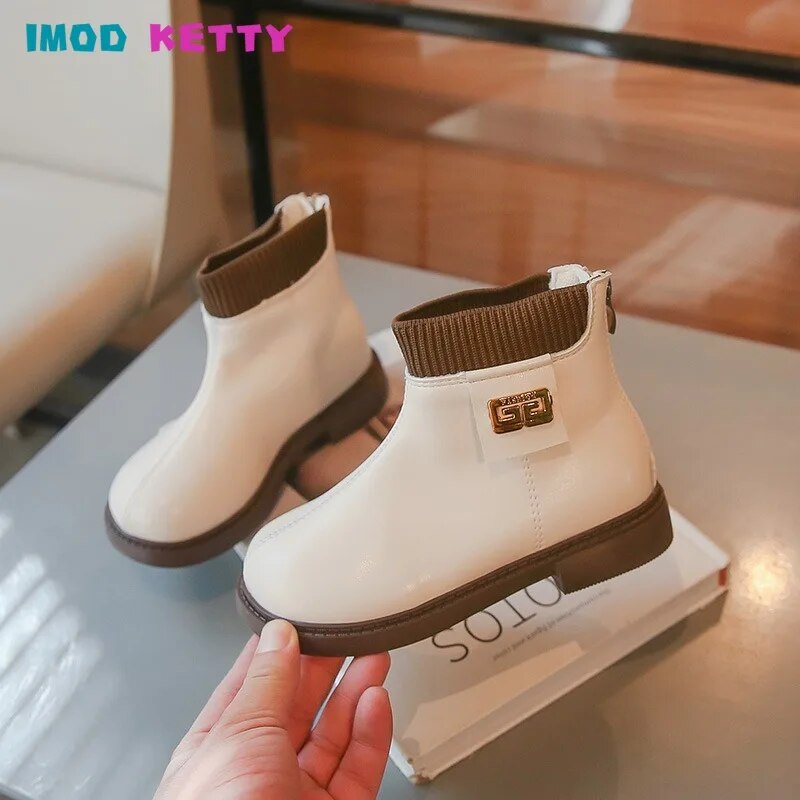 Girls Snow Kids Motorcycle Boot Toddler Girl Boots 2023 New Children Chelsea Boots Casual Autumn Winter Leather School Boy Shoes