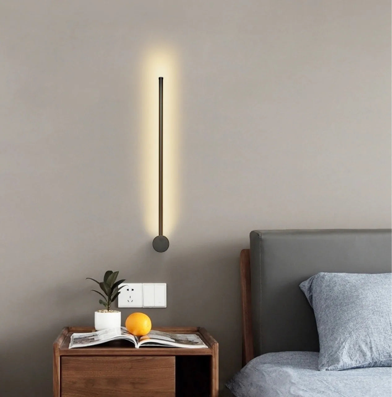 360 ° rotating Nordic LED line lamp minimalist bedroom bedside lamp hotel living room decorative line wall lamp long strip lamp