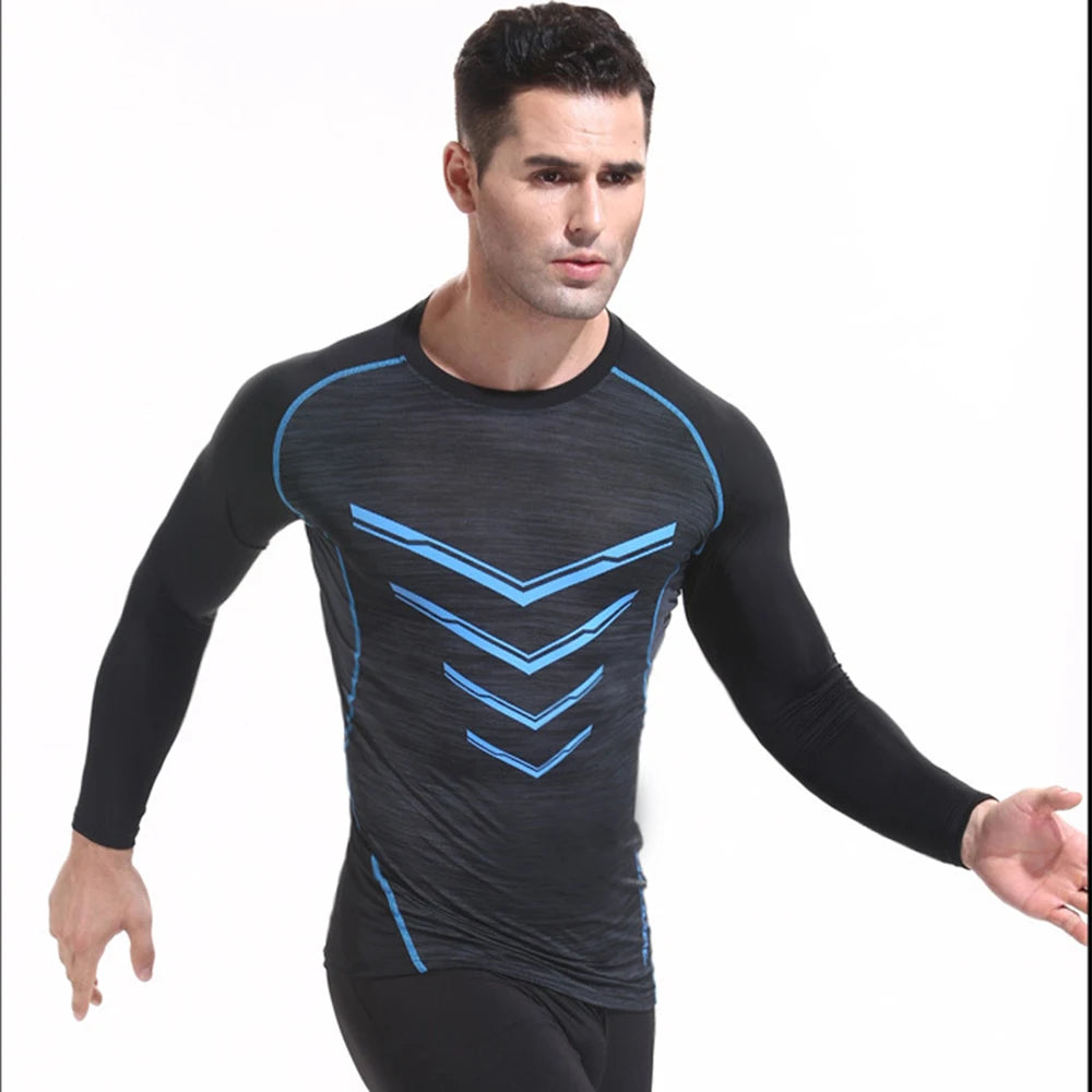 Gym Compression Men's t-Shirts Long Sleeve Rushguard Sportswear Running Dry Fit Training Fitness Bodybuilding Fashion Clothing