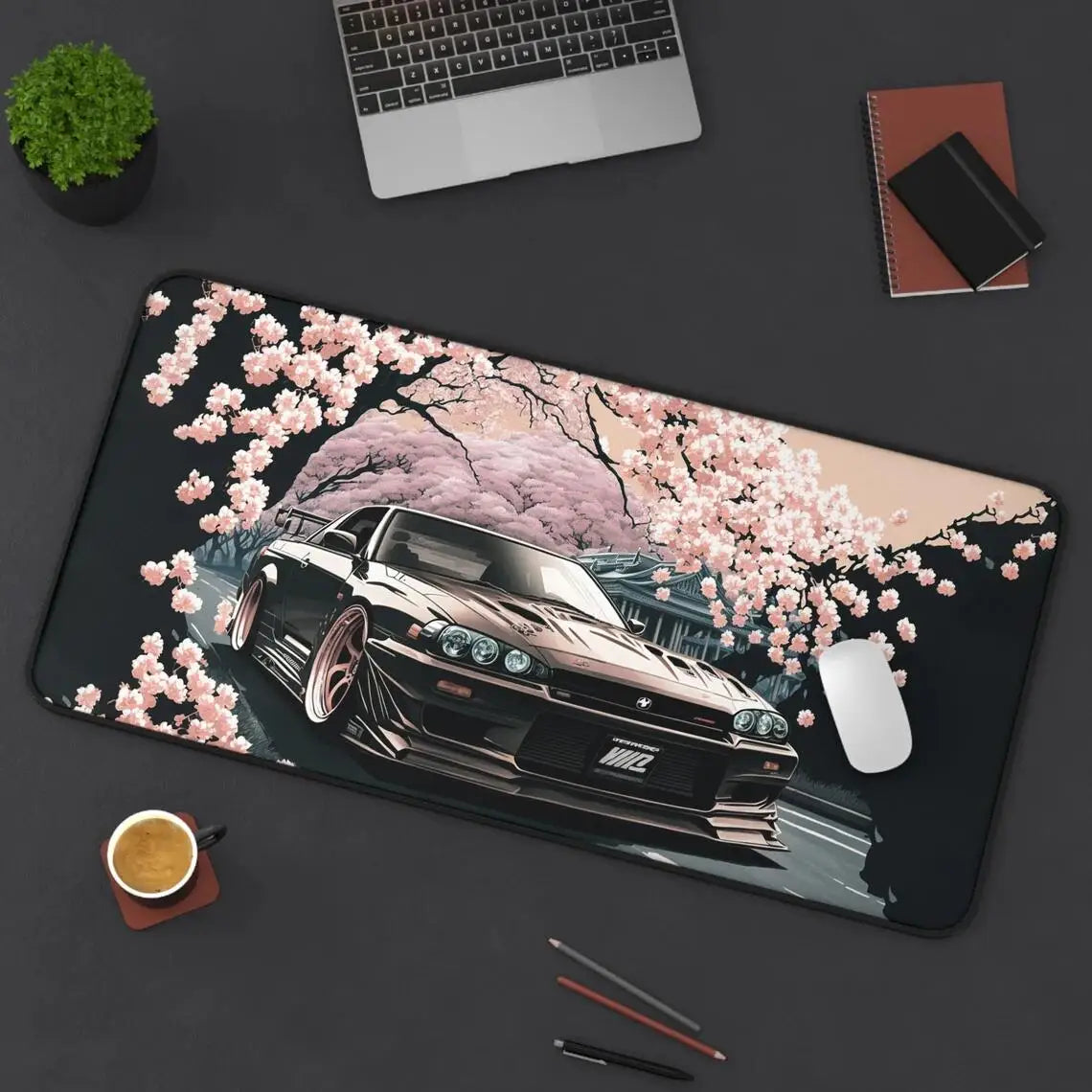 Desk Mat Nissan Skyline GTR XXL Gaming Mouse Pad Cherry Blossoms With Car Mousepad 900x400 Japanese Desk Mat