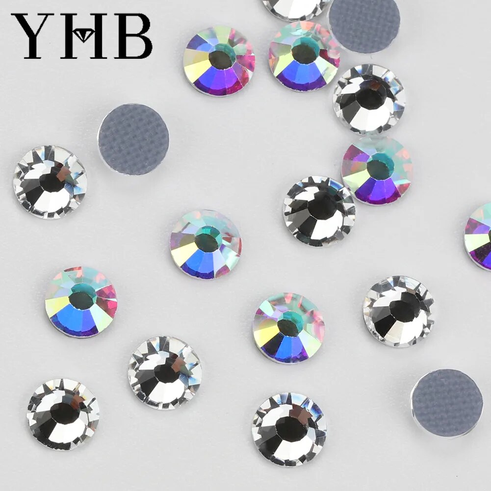 YHB High Quality Color Crystal AB Flatback Hotfix Rhinestones For Shoes Bags Fabric Garment Decoration DiY Jewelry Accessories