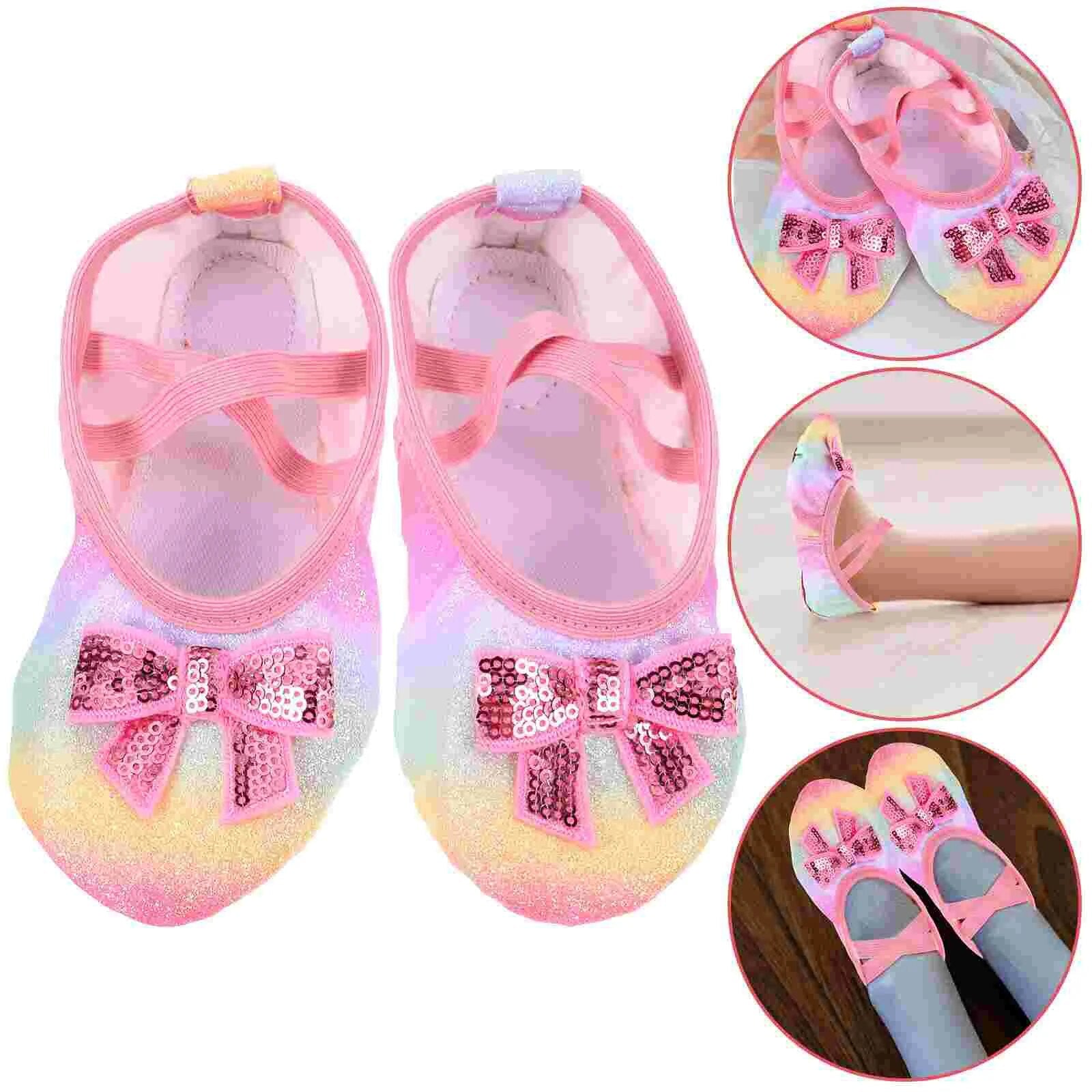 Ballet Shoes Girls Practice Toddler Flats Lace Jazz Dance Kids Synthetic