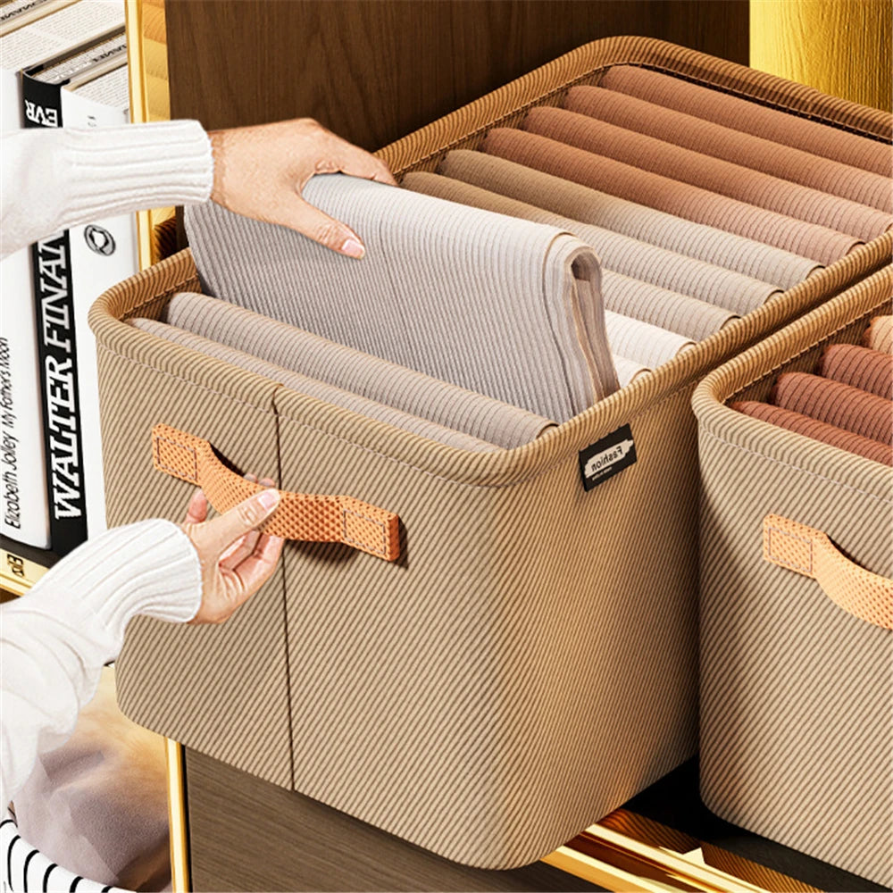 Wardrobe Closet Organizer Jeans Storage Foldable Clothes Drawer Organizition Durable Nonwovens with Handle for Leggings Sweaters