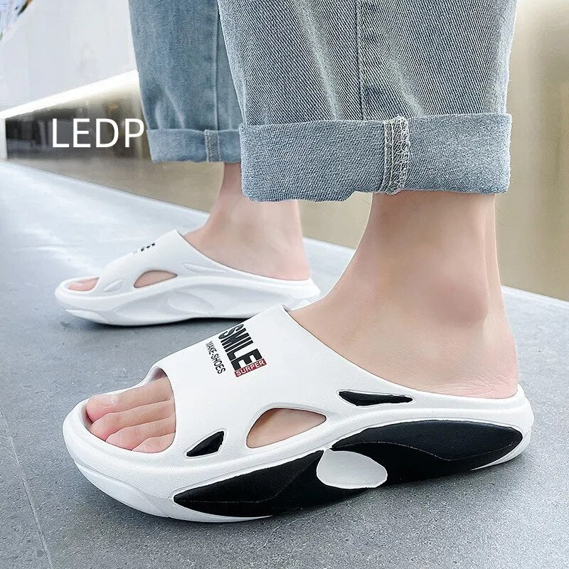 Summer Men's Super Soft Super Fire Non-slip New Beach Slippers Wear-resistant Trendy Fashion All-match Comfort Summer Main