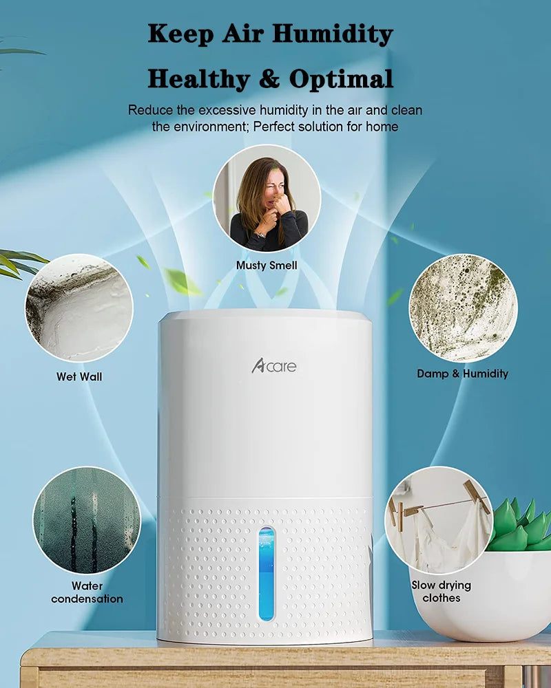 Acare Dehumidifier Moisture Absorbers Air Dryer with 900ml Water Tank Quiet Air Dehumidifier for Home Basement Bathroom Wardrobe