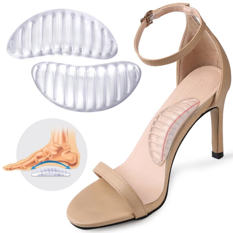 Clear Silicone Gel Arch Support Shoe Inserts Foot Wedge Cushion Pads Pain Relief Flat Feet Insoles Corrector for Women Men