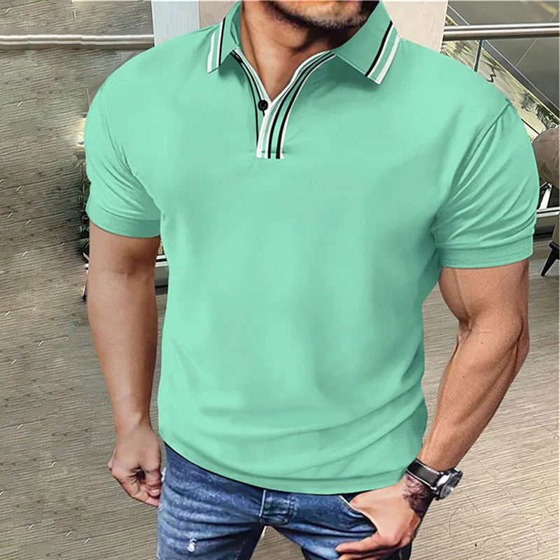 Summer men's breathable fashion luxury Polo shirt business short-sleeved Polo shirt solid color lapel men's casual shirt