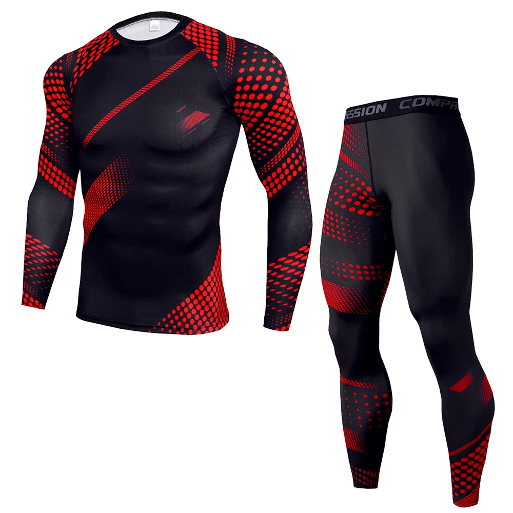 2Pcs Men Running Compression Sportswear Sets Gym Fitness Workout Sports Suit Training Leggings Elastic Tights Jogging Tracksuits