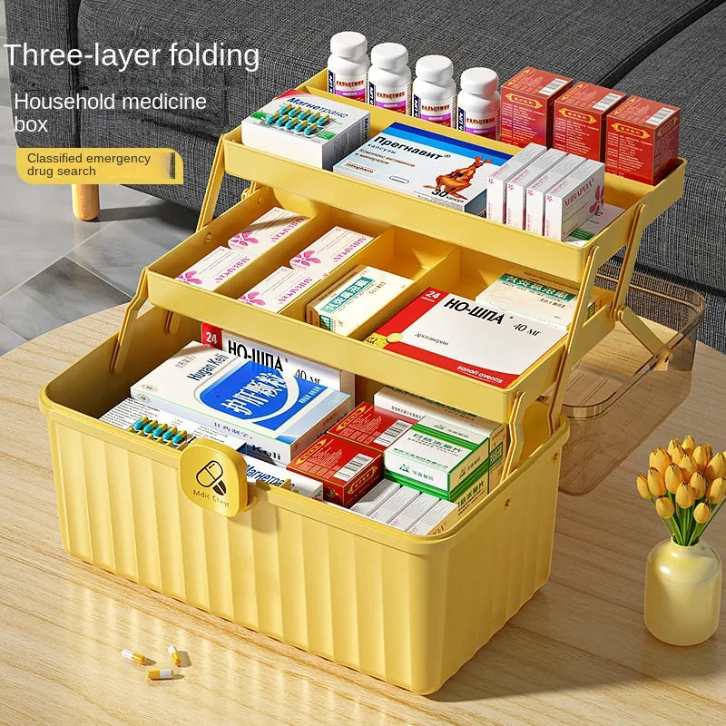 Home Medicine Cabinet Medicine Box, First Aid Kit Portable Storage Medicine Box, Three-layer Medicine Box, Household Storage Box