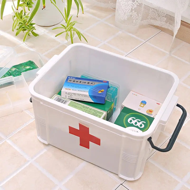 First Aid Kit Medicine Storage Box Portable Emergency Box Household Double Layers Medicine Boxes Medical Kit Storage Organizer