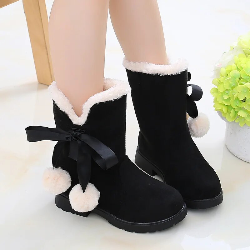 Miqieer Children Fashion Boots Baby Girls Winter Velvet Kids Shoes Outdoor Walking Soft Anti Skid Young Girls Snow Boots