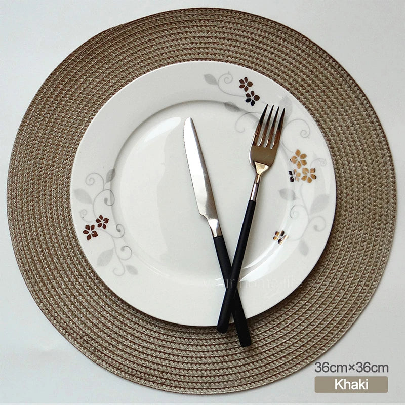 Round Placemats Set Braided Circle Place Mat Washable Table Mats for Kitchen Dining Table Mixed Color Non-Slip Place mats