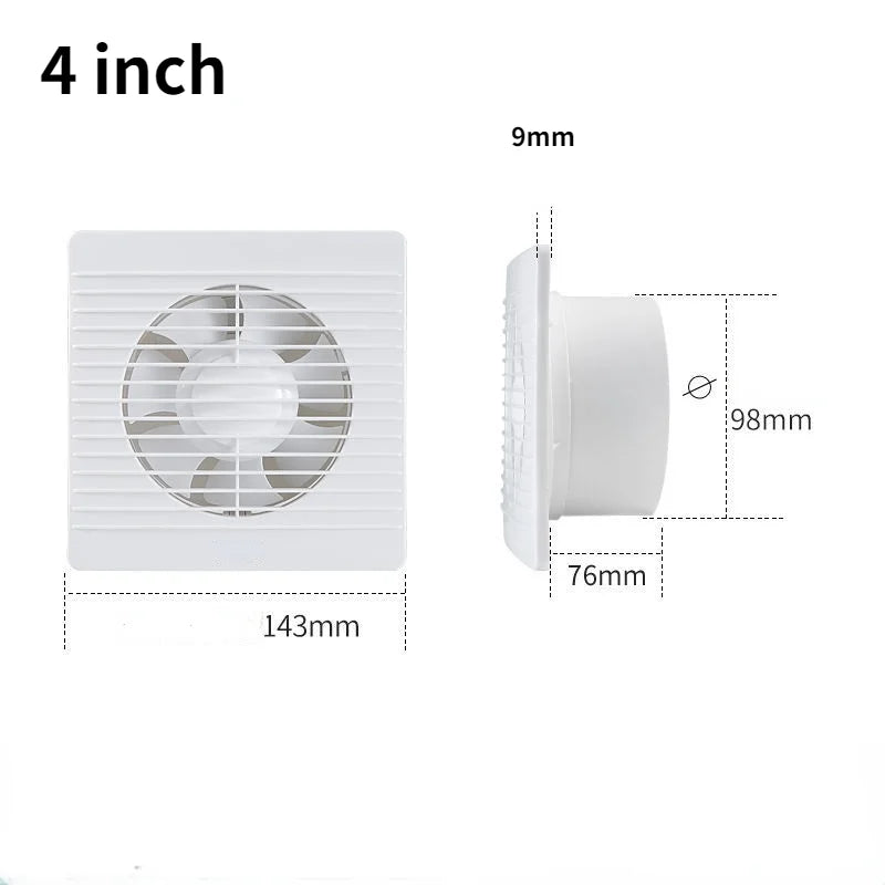 4/6/8 Inch 110V/220V Silent Exhaust Fan Ventilation Vents Vents Fan Range Hood Extractor Fan Ventilator Bathroom Kitchen Toilet