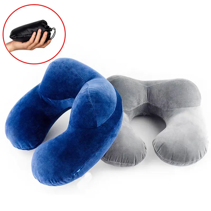 U-Shape Travel Pillow for Airplane Inflatable Neck Pillow Travel Accessories 4Colors Comfortable Pillows for Sleep Home Textile