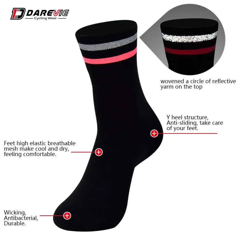 DAREVIE Men Cycling Socks Breathable Elastic Soft Cycling Weekly Socks Women's Anti-Bacterial Professional Sports Cycling Socks