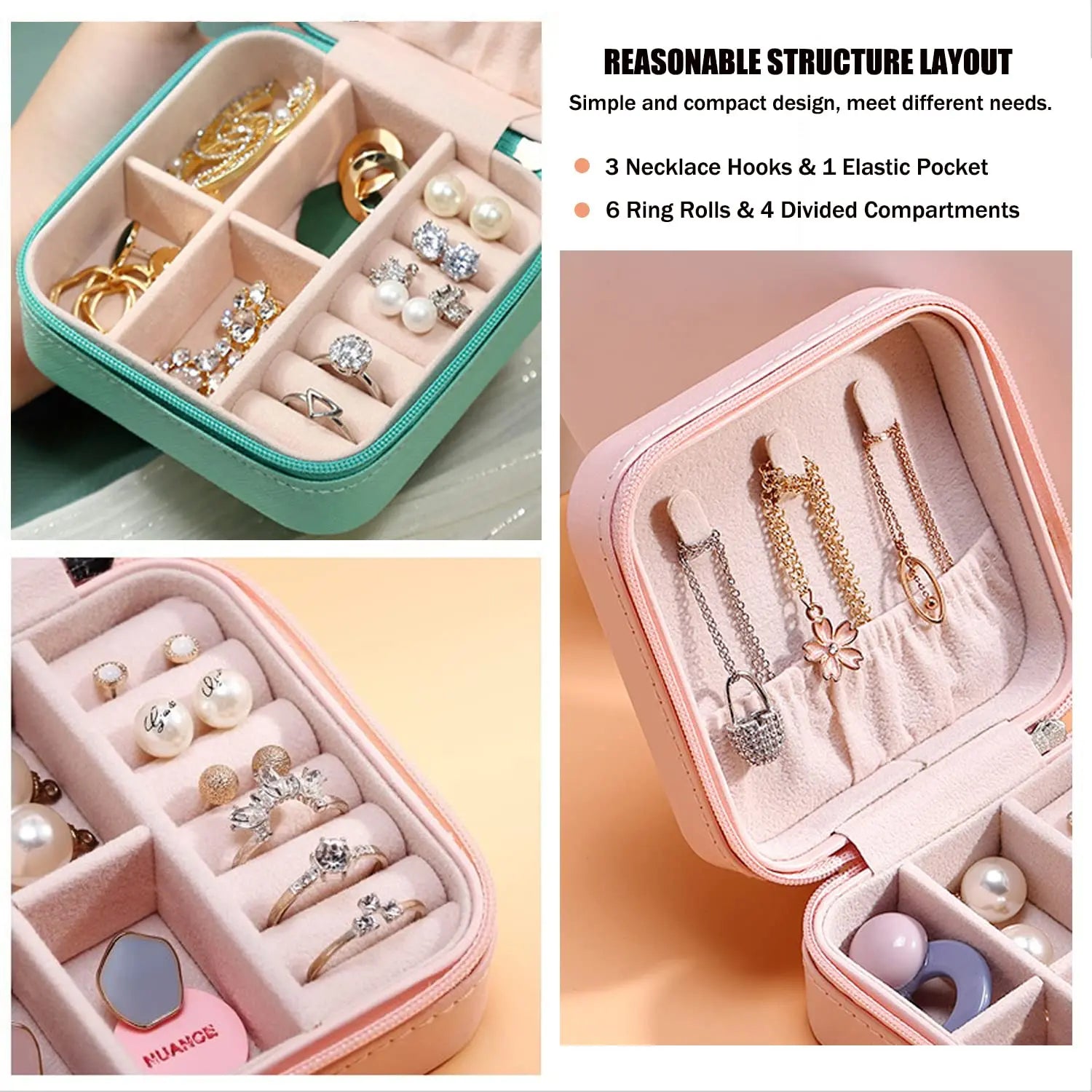 Mini Jewelry Storage Box Portable Home Travel Earrings Necklace Storage Case for Women Ring Organizer PU Leather Display Case