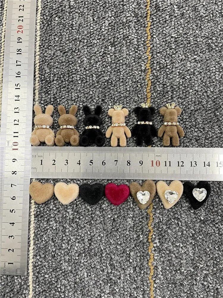 Lovely Rhinestone Bunny Bear Shoe Charms For Laces Diy Women Sneakers Décor Accessories Velvet Shoes Laces Buckle Decorations