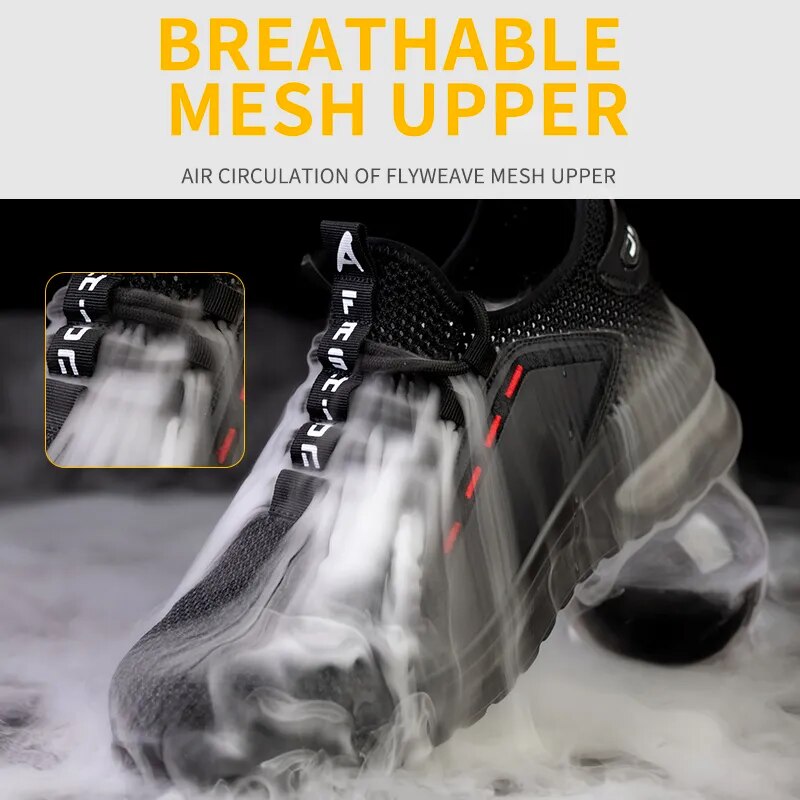 Work Shoes Hollow Breathable Steel Toe Boots Lightweight Safety Work Shoes Anti-slippery For Men Women Male Work Sneaker