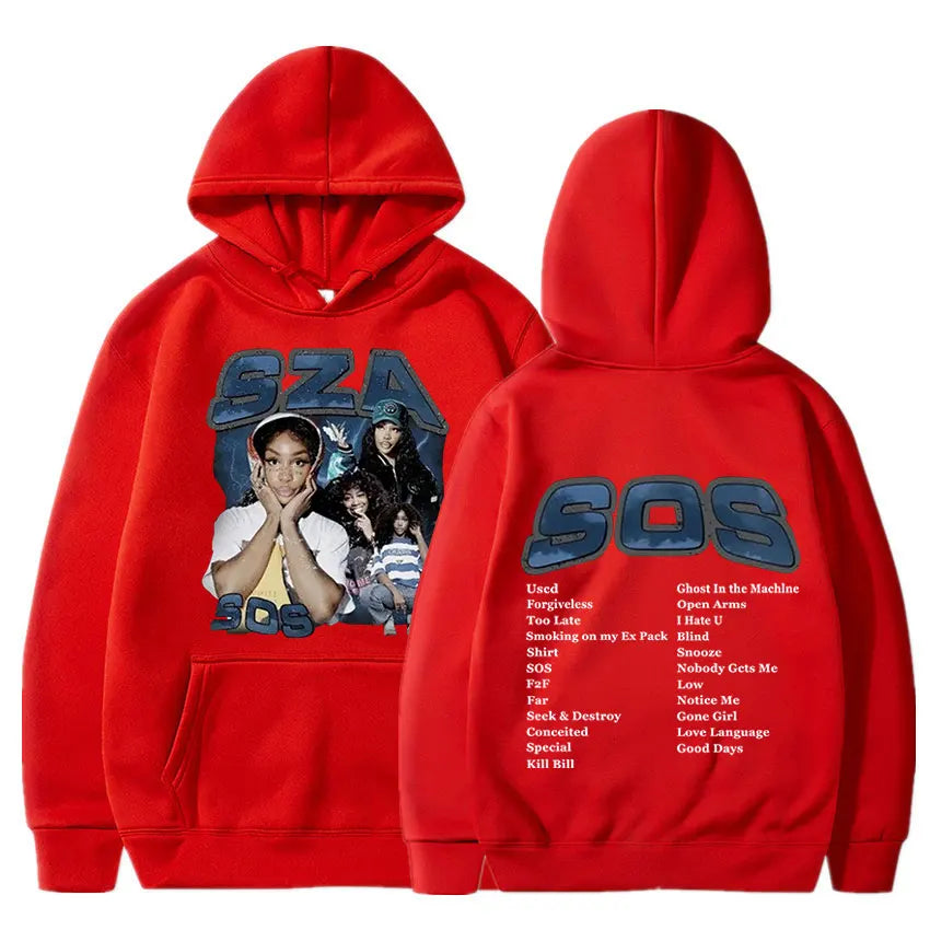 Singer Sza Music Album Sos Graphic Hoodie Menyythk Hop Hoodies Women's Hoodie 2023 New Autumn Boys' Coat Rapper Long Sleeve Tops