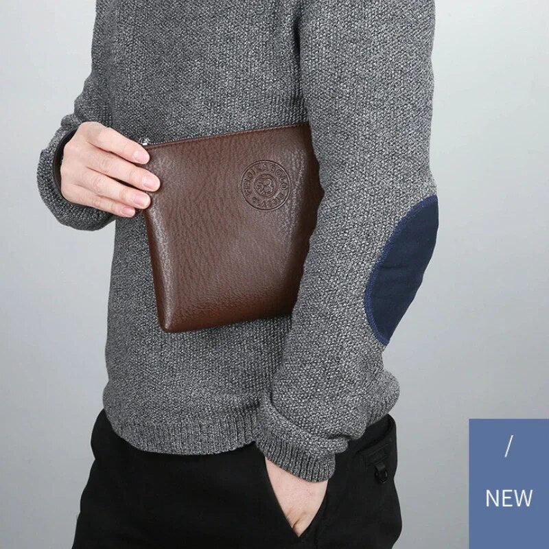 New Business Style Men's Clutch Large Wallet Soft PU Leather Male Wristlet Pack Bag Elegant Leisure Stylish Hand Bags Man Pouch