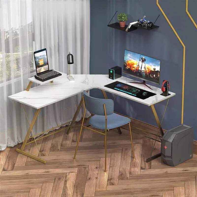 Wfs L Shaped Desk,Home Office Corner Desk, PC Table Workstation,Gaming Computer Desk,with Shelf,with Monitor Stand,51