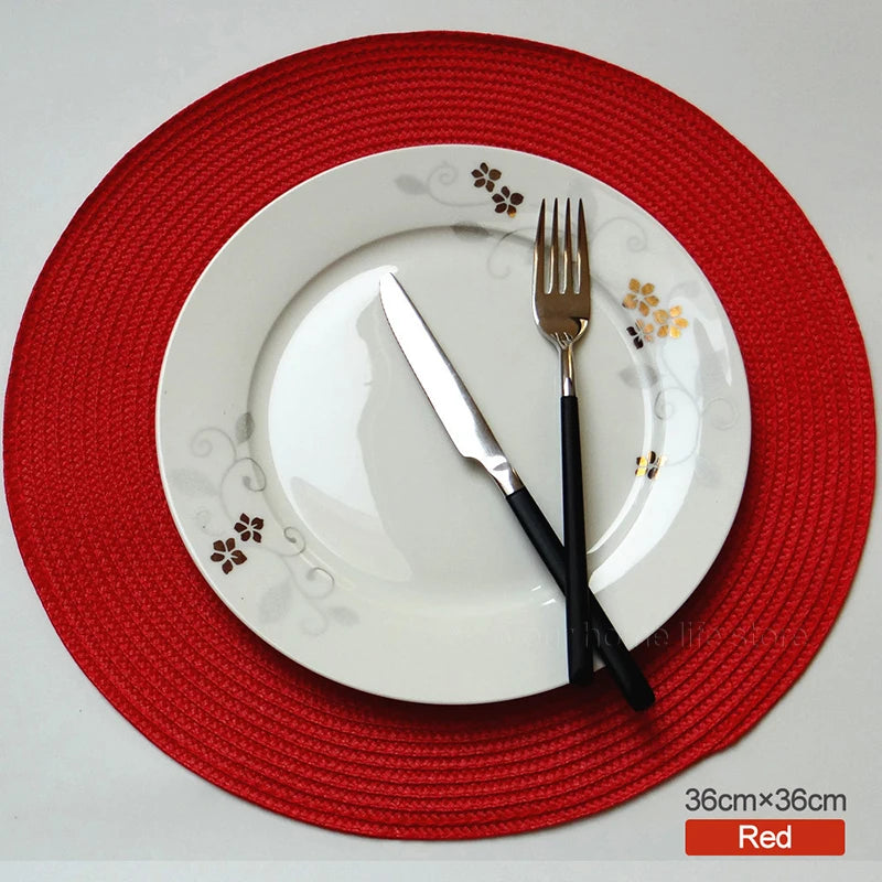 Round Placemats Set Braided Circle Place Mat Washable Table Mats for Kitchen Dining Table Mixed Color Non-Slip Place mats