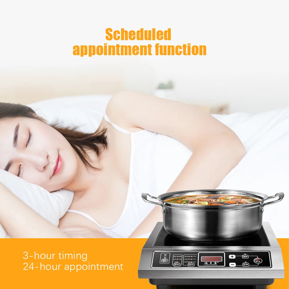 3500W 220V Commercial Induction Cooker Stainless Steel Household Stir Fried Vegetables High Power Flame Electromagnetic Stove