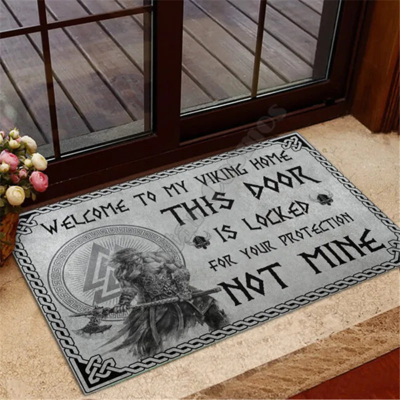 Viking Welcome To My Viking Home Please Remember House Doormat Non Slip Door Floor Mats Decor Porch Doormat