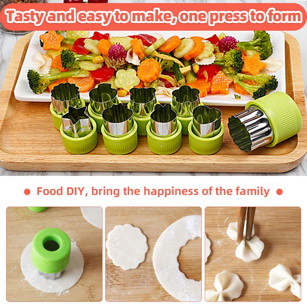 3/6/9/12Pcs Vegetables Cutter Flower Animal Cartoon Shape Mold Fruit Cake Cookie Cutting Mold Kitchenware Kids Food Baking Tools