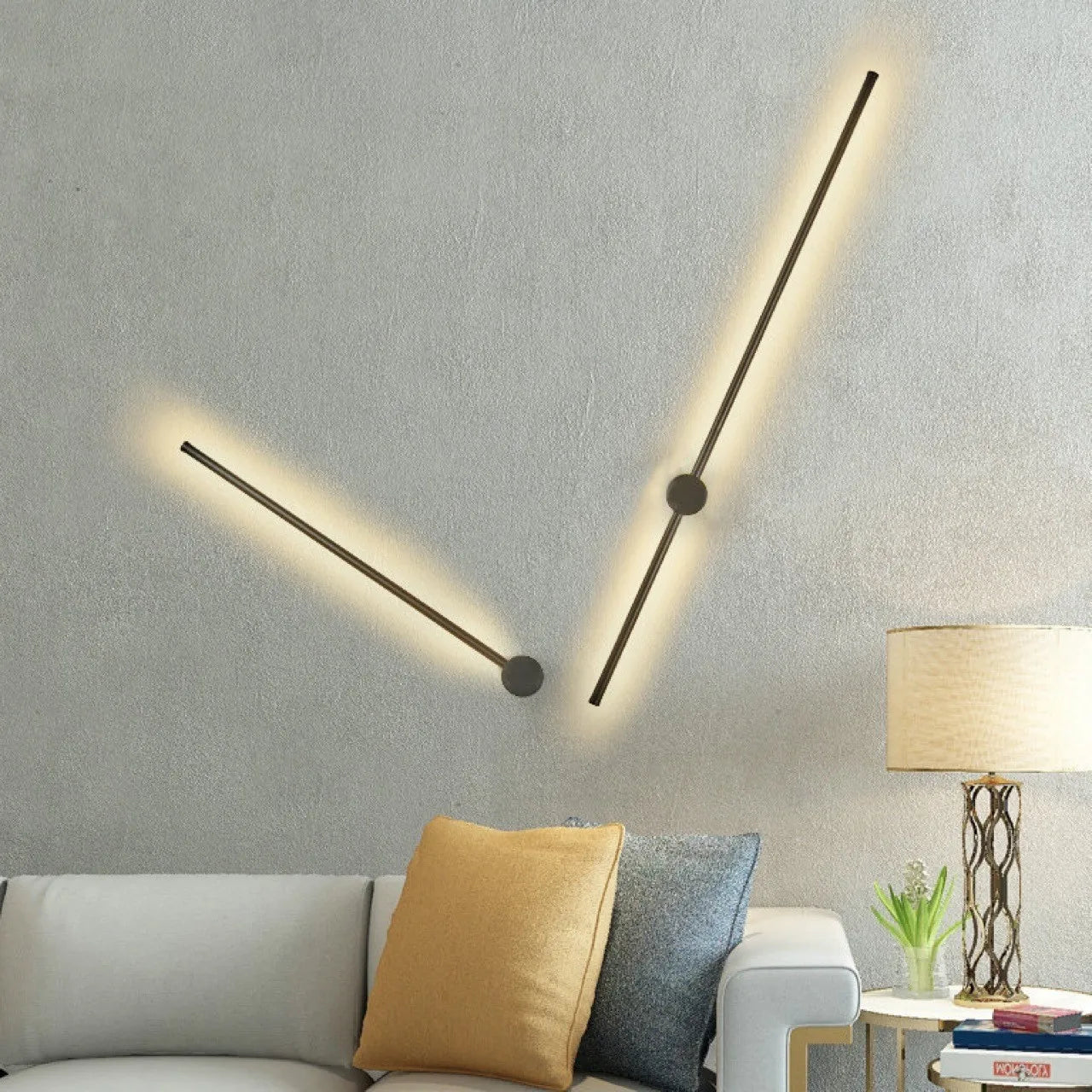 360 ° rotating Nordic LED line lamp minimalist bedroom bedside lamp hotel living room decorative line wall lamp long strip lamp