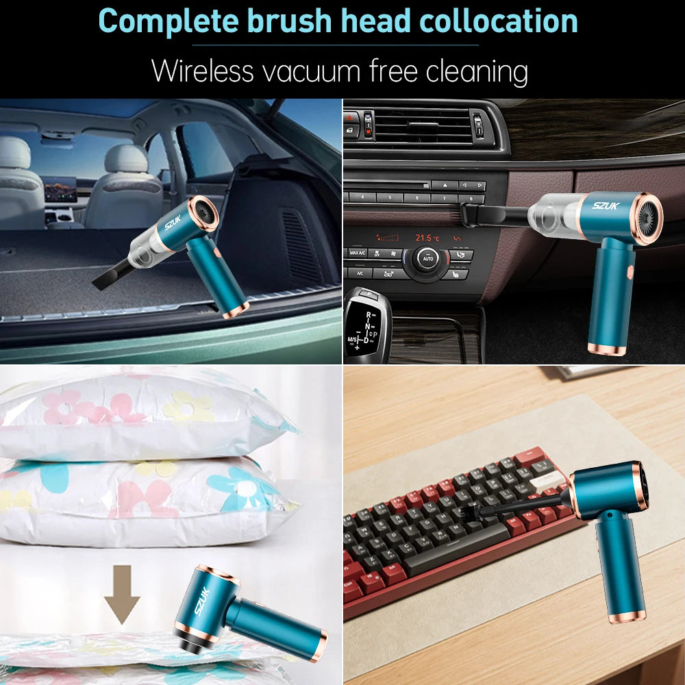 90000pa Car Vacuum Cleaner Wireless Mini Handheld Strong Suction Cleaning Machine Portable Cleaner for Car Home and keyboard