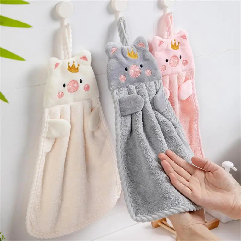 1PC Cute Cartoon Hand Towels Super Absorbent Microfiber Hand TowelKitchen Bathroom Hand Towel Hanging Quick Dry