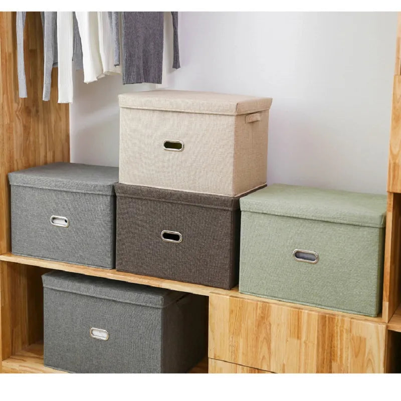 Cube Non-Woven Folding Storage Box For Toys Clothes Storage Bins With Lid Home Closet Office Nursery Washable Storage Box