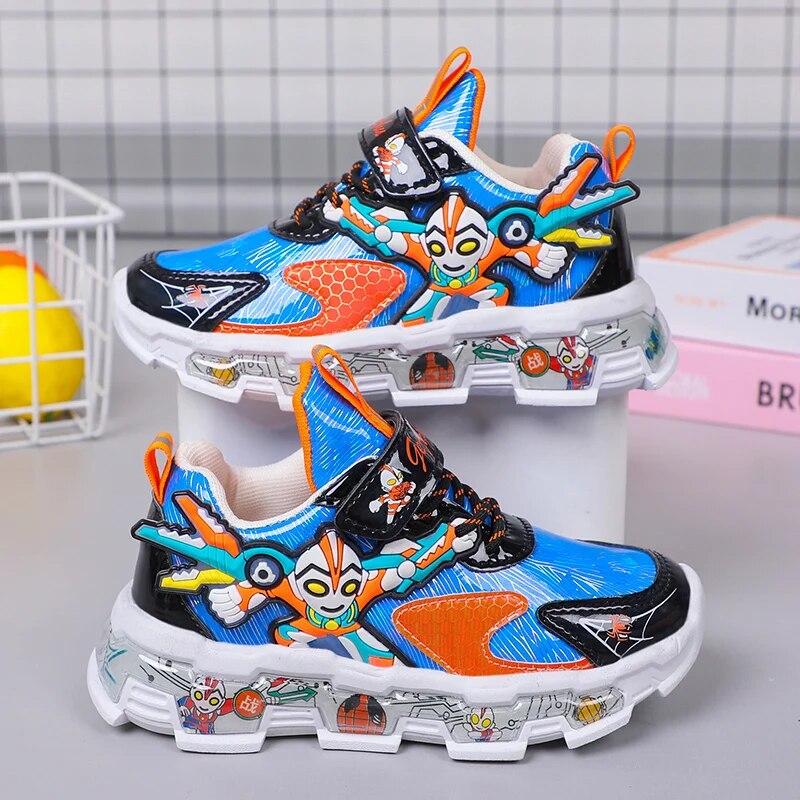 New Kids Shoes Breathable Mesh Boys Girls Cartoon Sneakers Magic Buckle Non-slip Children Casual Lightweight Running Shoes