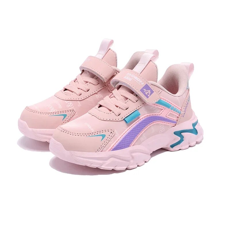 Children Sneakers Girls Sports Shoes Fashion PU Leather Kids Shoes Lightweight Cute Pink Casual Running Tennis Sneakers for Boys