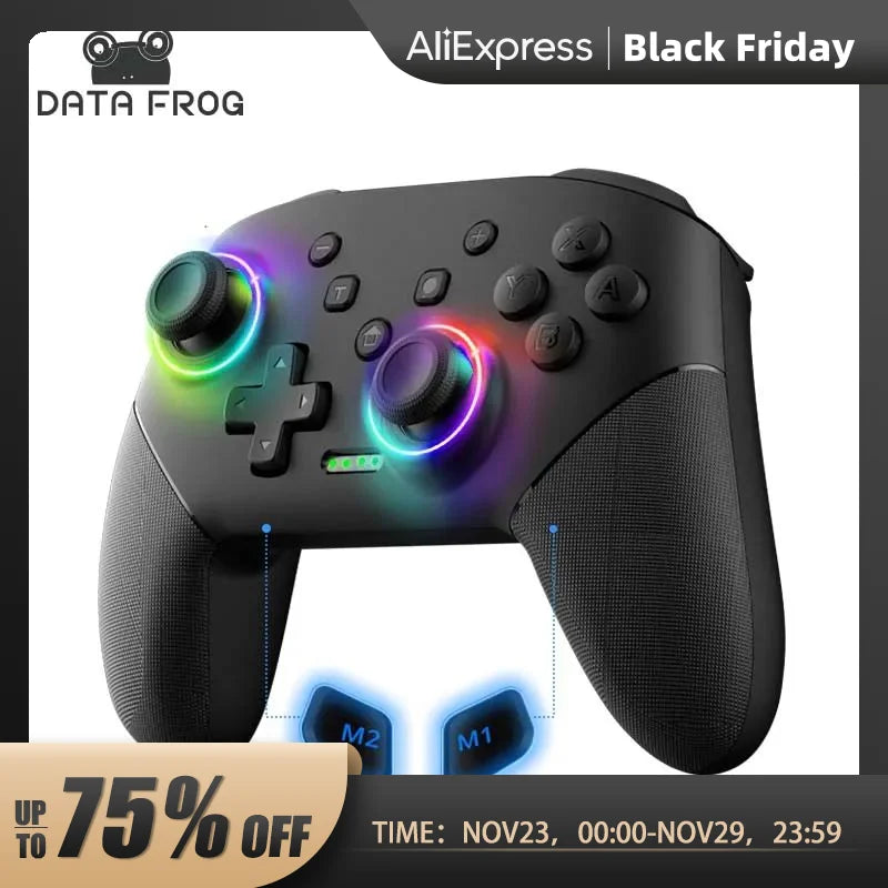 DATA FROG Wireless Controller For Nintendo Switch OLED/Lite Console Pro Gamepad with 1000Mah Battery Programmable Turbo Function