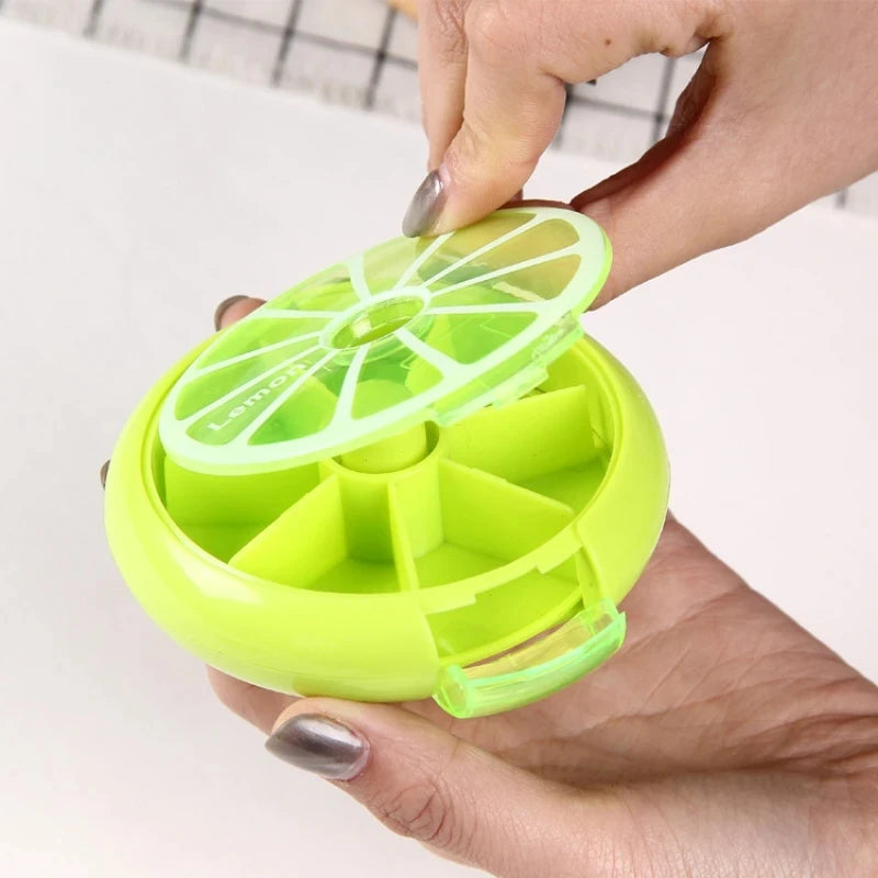 Mini Pill Box Weekly Medicine Pill Box Rotating Pill Box Case Splitter Pill Organizer Portable Travel 7 Day Pill Container Case