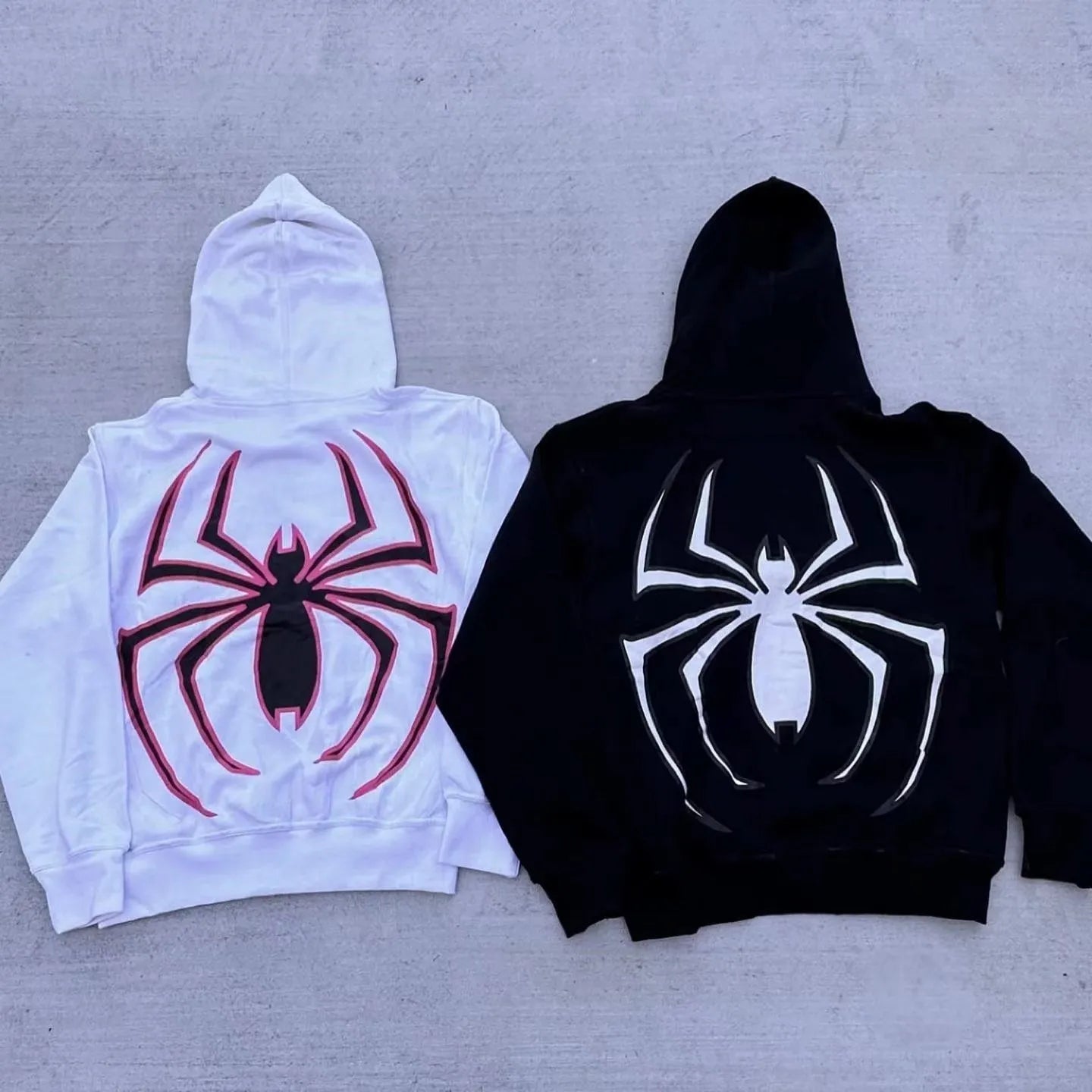 Women Dark Spider Print Hoodie Pullover Hip Hop Punk Zipper Long Sleeve Jacket Winter Couple Casual Sweatshirt Men Y2K Clothes