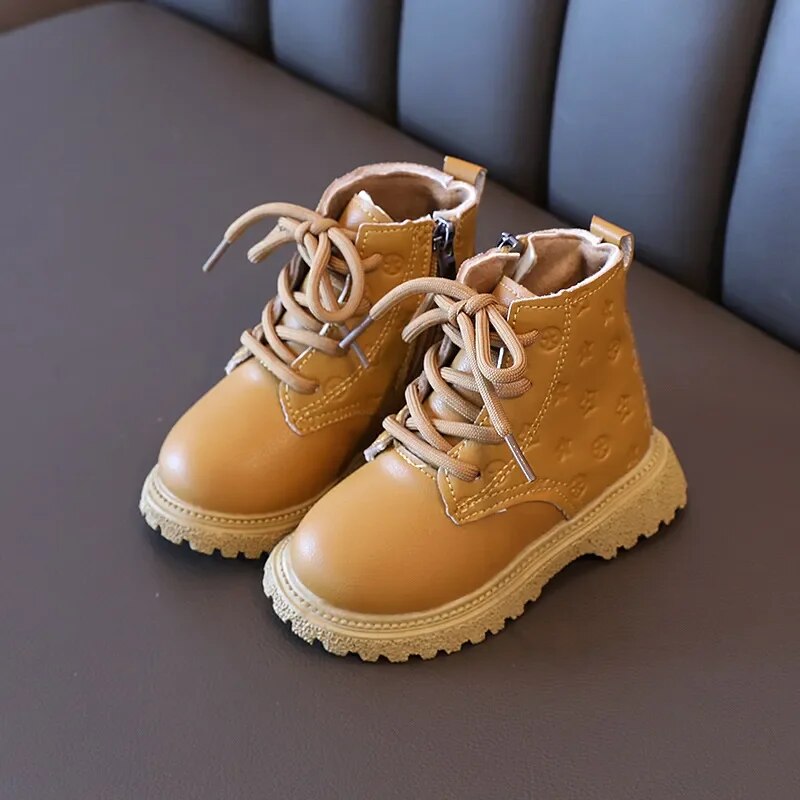 Girls Boots Autumn Winter Plush Children Boots Boys Girls Shoes Fashion Brand Soft Leather Warm Kids Boots Shoes for Kids