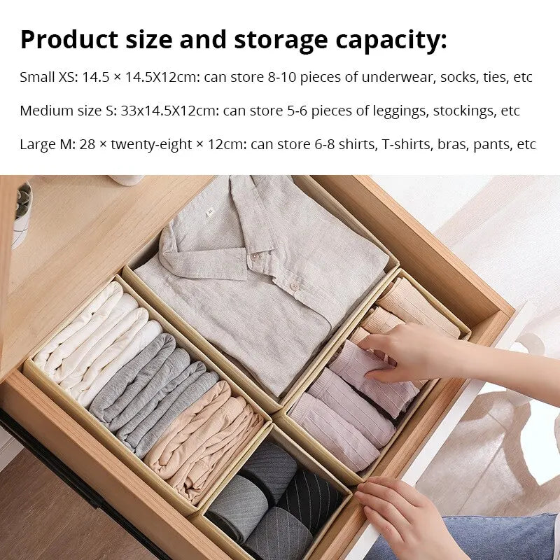 6pcs/1set Underwear Storage Box Foldable Non-woven Storage Box Six-piece Set Underwear Bra Socks Drawer Storage Finishing Box