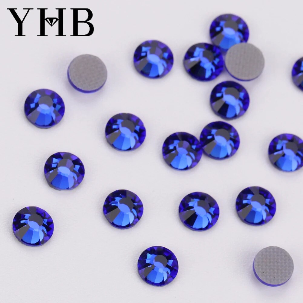 YHB High Quality Blue Flatback Hotfix Rhinestones For Shoes Bags Nails Crafts Fabric Garment Decoration DiY Jewelry Accessories