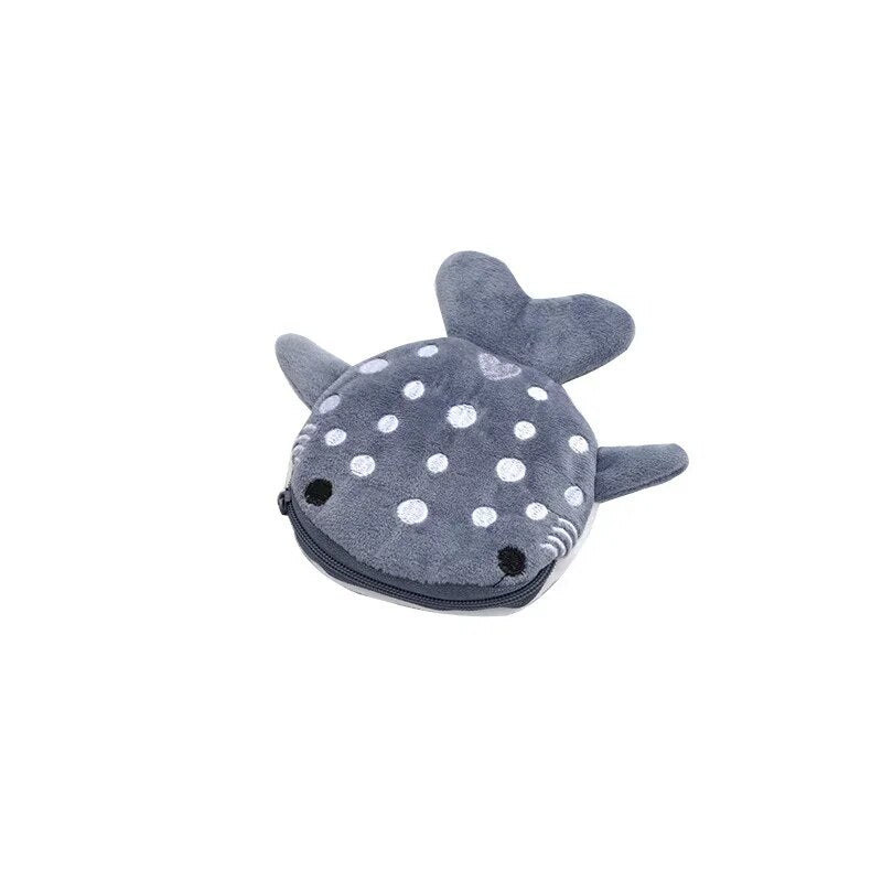 Cartoon Cute Plush Whale Shark Coin Purse Wallet Portable Coin Bag Key Earphone Coin Organizer Pouch Zipper Bag Earphone Pouch k