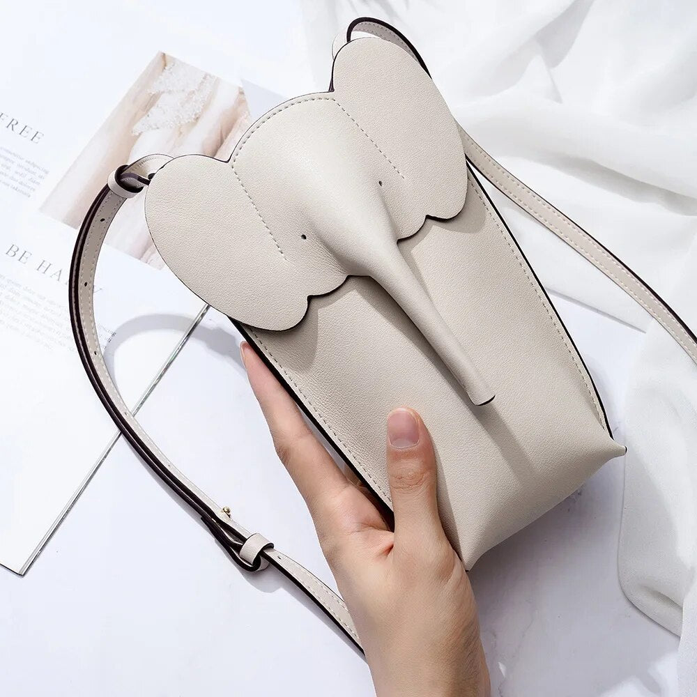 2023 Mini Elephant Cute Wallet Bag Female Girls Fashion Genuine Leather Soft Small Card Phone Bags Shoulder Messenger Coin Purse