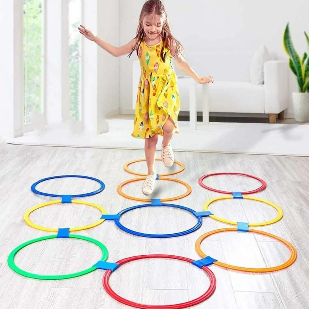 Children Brain Games Hopscotch Jump Circle Rings Set 28/38cm Kids Sensory Indoor Outdoor for Sports Entertainment Toy