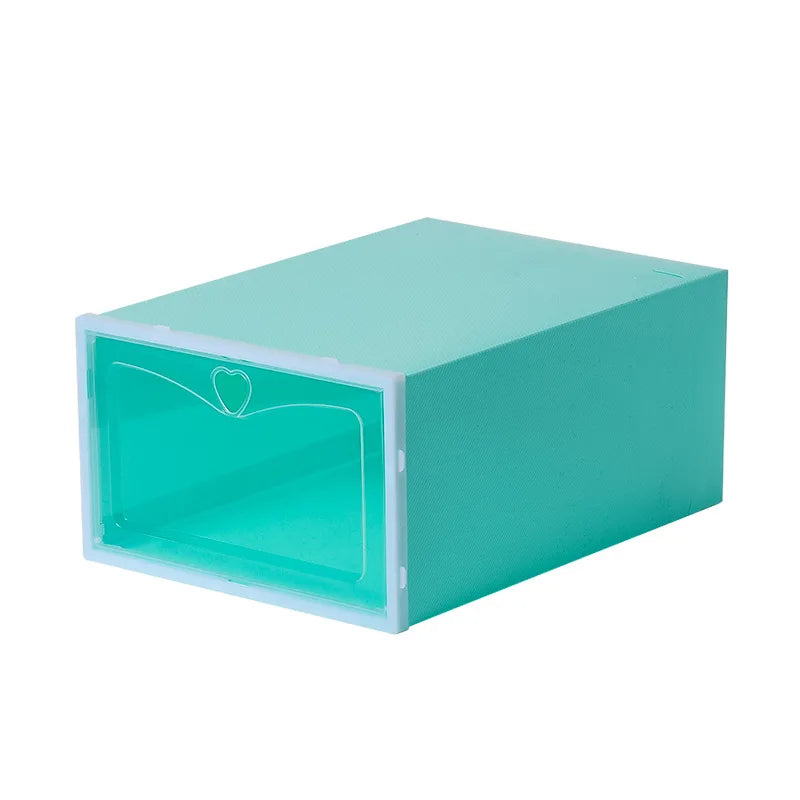 Macaron transparent shoe box, foldable dustproof storage, free assembly, home dormitory sneaker storage box