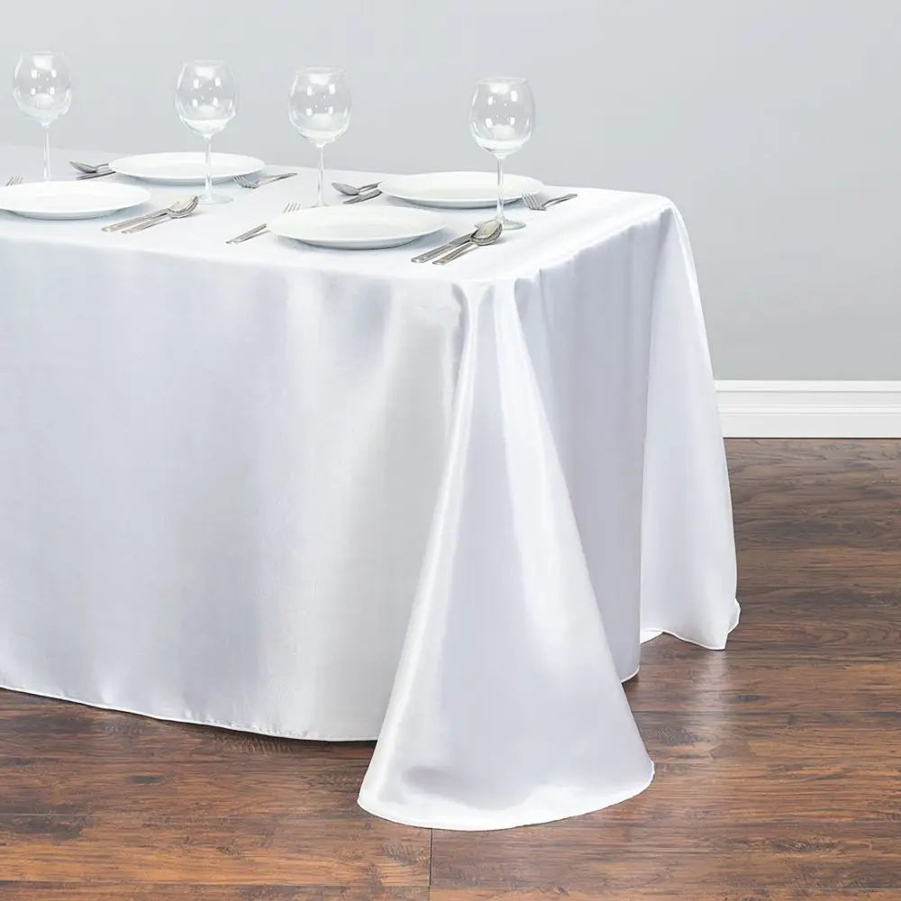 1pcs White Wedding Tablecloth Table Cover Rectangle for Christmas New Year Party Home Textile 228x339cm Stain Fabric