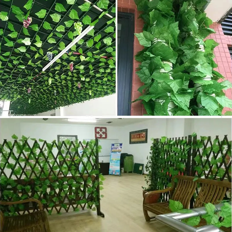 1/2Piece Artificial Vine Home Decor Artificial Ivy Leaf Garland Plants Vine Fake Foliage Flowers Creeper Green Ivy Wreath